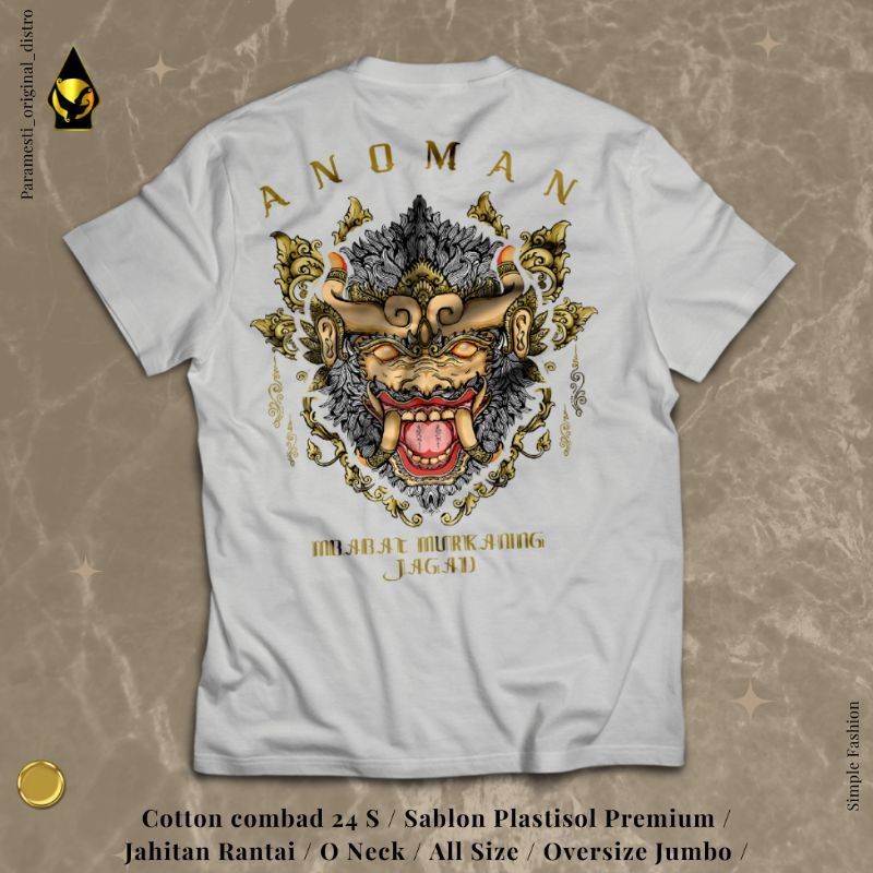 Paramesti Kaos Budaya Jawa Wayang Anoman Pria Wanita Segala Ukuran
