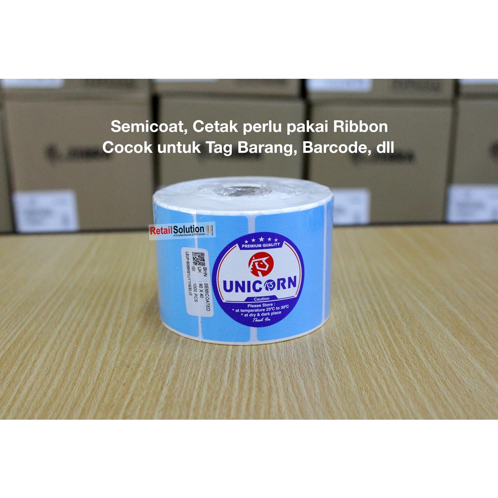 Stiker Label Barcode Semicoat Baby Blue - 60x40 mm 60x40mm 60 x 40 mm