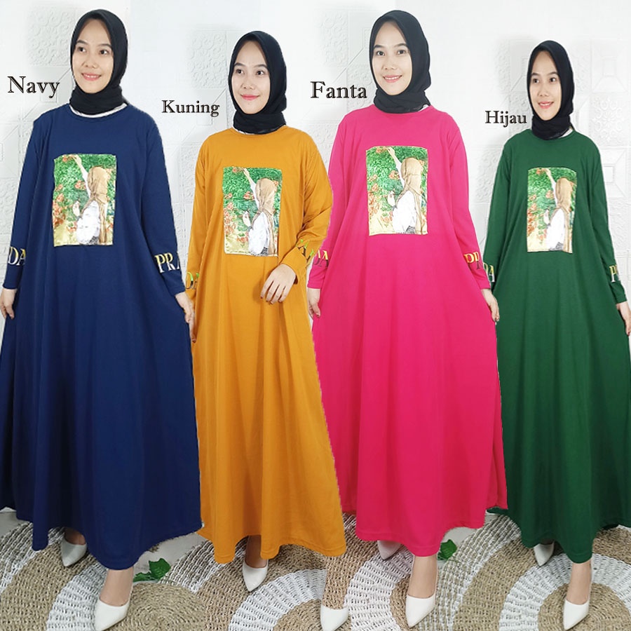 LONG PRDA DRESS WANITA BERHIJAB CANTIK MODERN OVERSIZE GAMIS JUMBO PEREMPUAN CARLINA FASHION