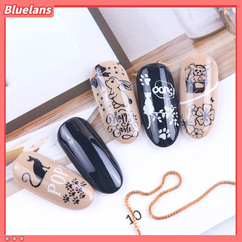 Bluelans Cetakan Stempel Kuku Motif Bunga / Kupu-Kupu Untuk Manicure