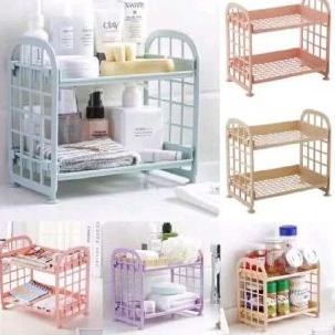 ↮ IMPORT - Rak Susun Plastik Mini Wastafel Multifungsi Rak Dapur 2 in 1 Sebaguna Termurah ヒ