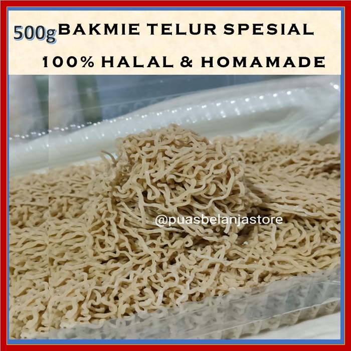 

Mie Bakmie Telur Spesial HALAL 100% ASLI Wangi Mie Mentah Kecil Keriting 500g