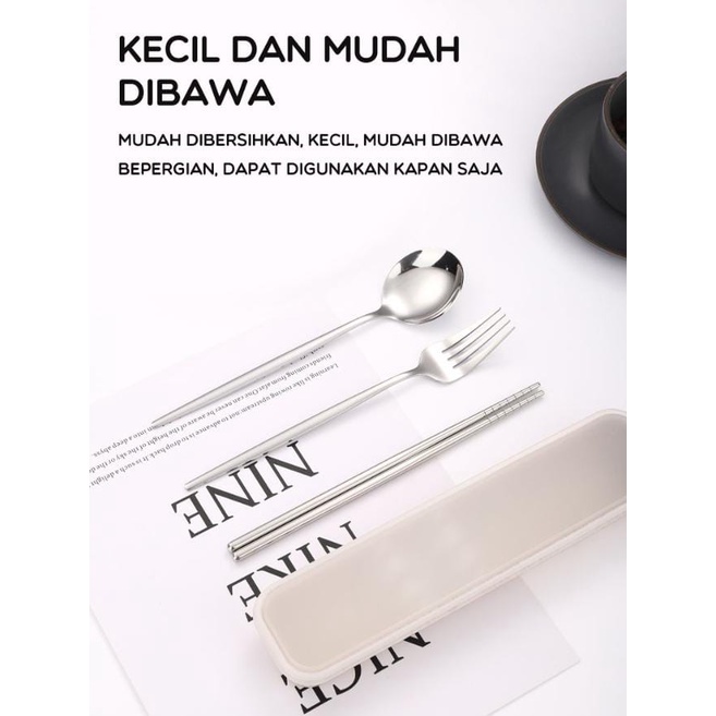 BONBOX Set Alat Makan Stainless Steel 3pcs Food Grade Praktis BTW01 BTW02 BTW03 Stainless