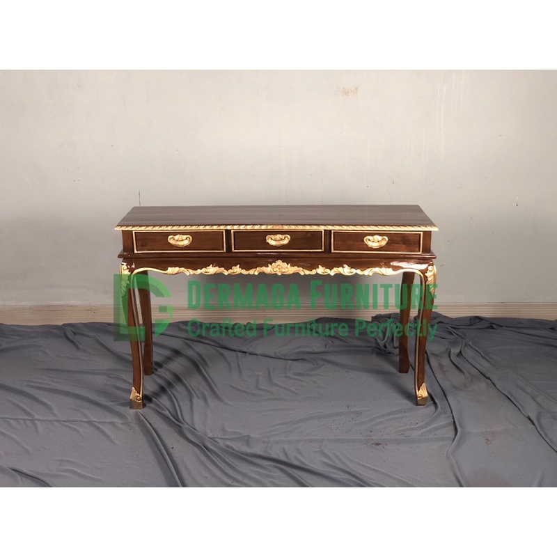 PRE ORDER MEJA KONSUL UKIR 3 LACI KAYU JATI MEJA FINISHING SIAP PAKAI