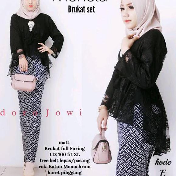 Siap Kirim [BANTING HARGA] kebaya monela  brokat Set Batik Solo Fashion Wanita Gamis Batik Modern mo