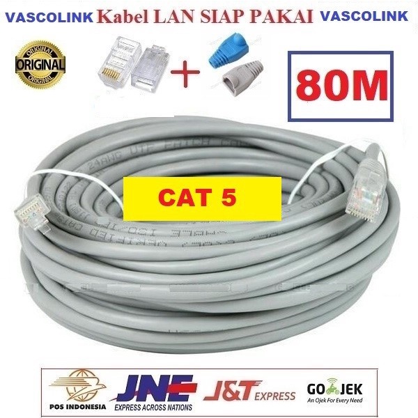 Kabel Lan Vascolink Cat 5 80 Meter Siap Pakai/80M / 80Meter Utp