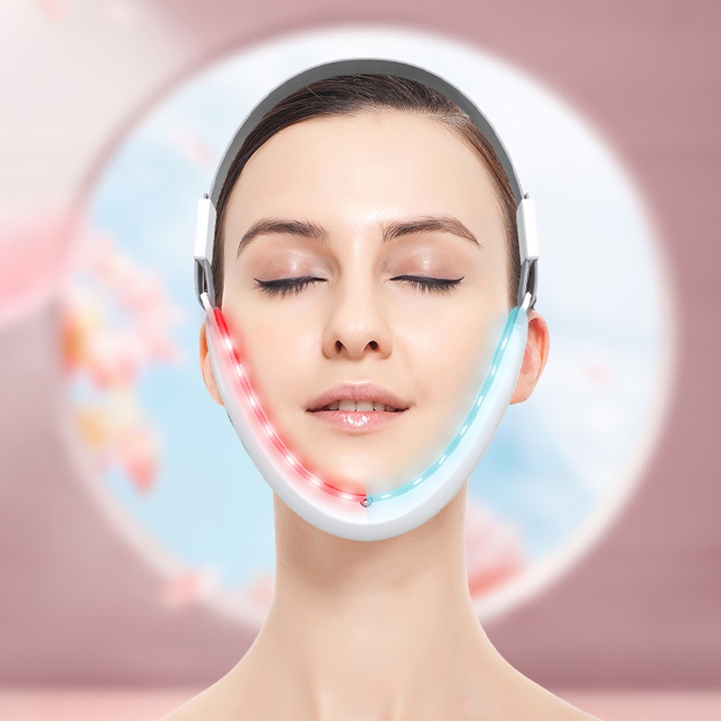 V Shape Face Slimming Lifting Device EMS Facial Massager Original Korea Masker Chin V-Type Lifter Red Blue LED Photon Therapy Alat kecantikan