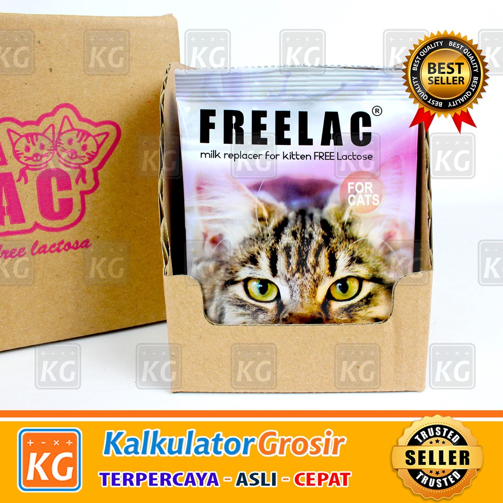 Susu Kucing Alergi FREELAC Bebas Laktosa Milk Sachet 35gr Kitten Baby Cat 35 gram Non Growssy 1Box