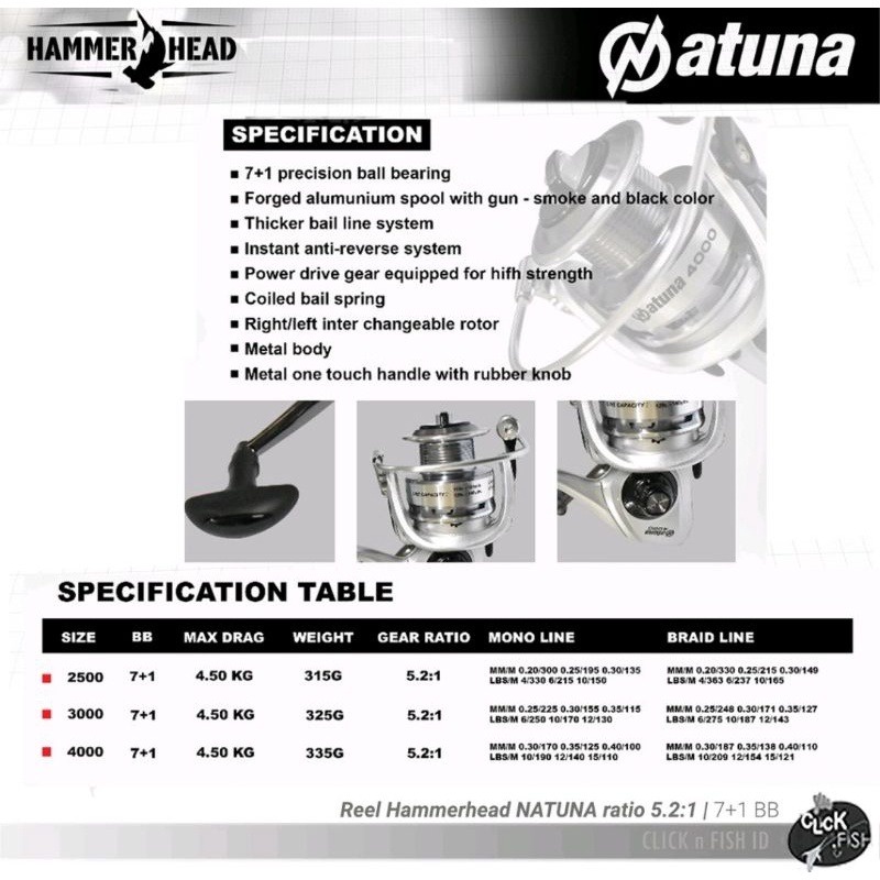 reel hammer head natuna 2500 3000 4000