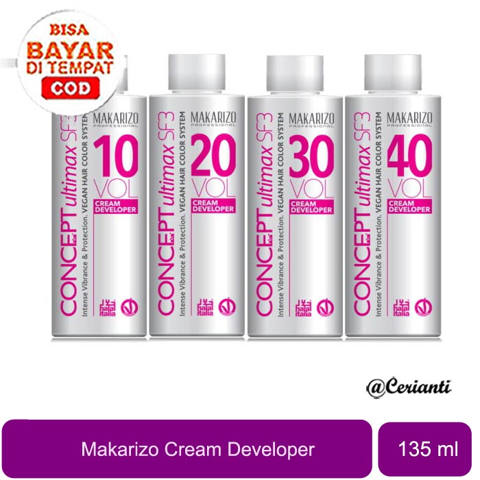 Makarizo Professional Concept Ultimax Cream Developer SF3 2 10 20 30 40 Volume Bottle 135 mL_Cerianti