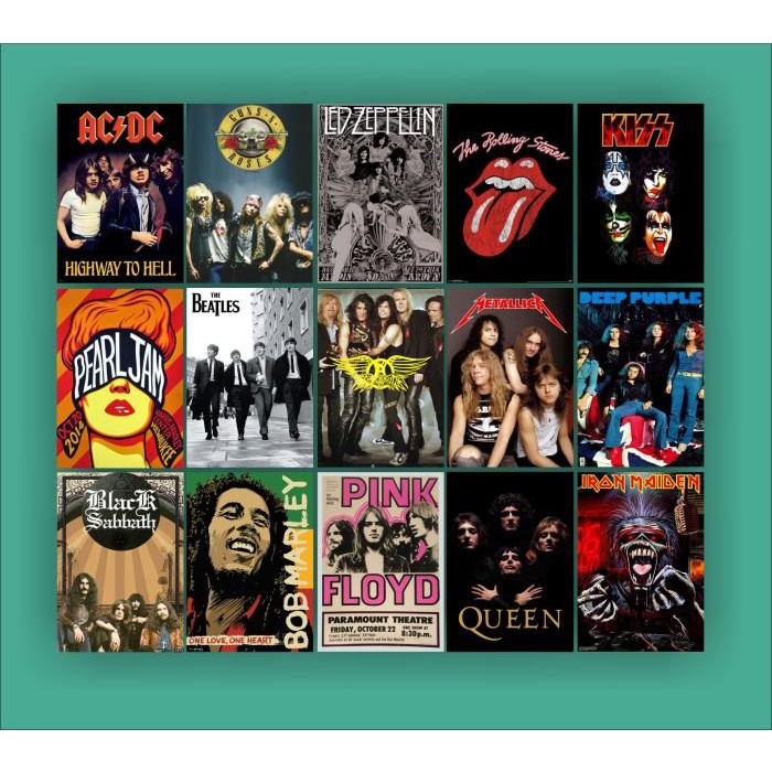 Wallsticker Stiker Dinding A5 15 Pcs Poster Band Lawas Sticker Band Vintage