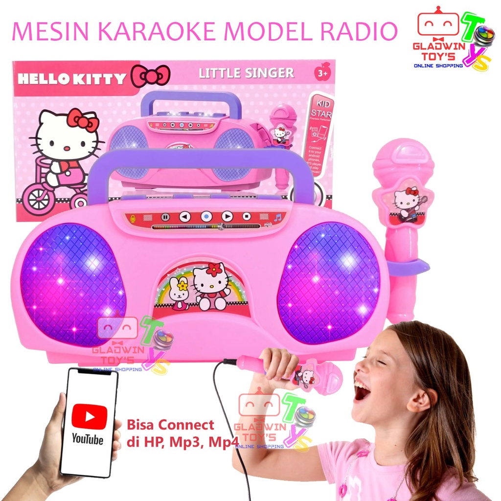 Mainan Microphone Double Mic Nyanyi Karaoke Karakter koneksi USB