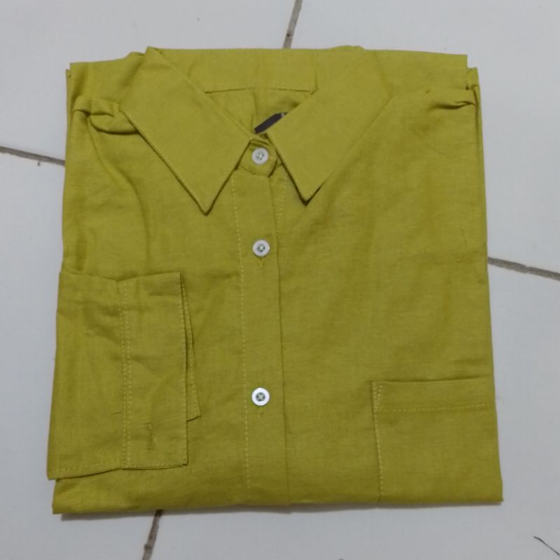 Kemeja Oversize Linen - Olivia Shirt Pocket Linen LD 130cm