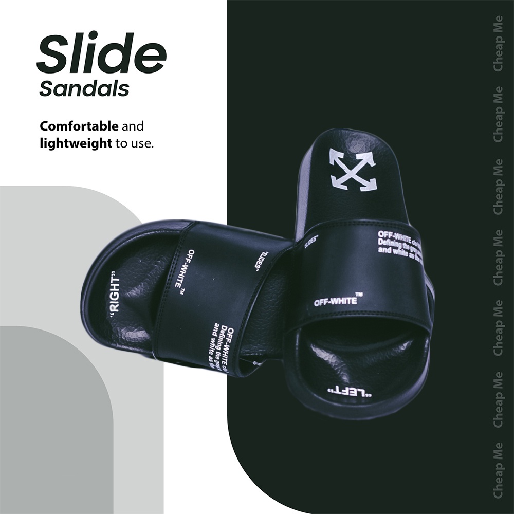 Sandal Pria Dewasa Terbaru OW03 Black White / Sandal Pria Wanita Dewasa OW03 Black White / Sandal Sl