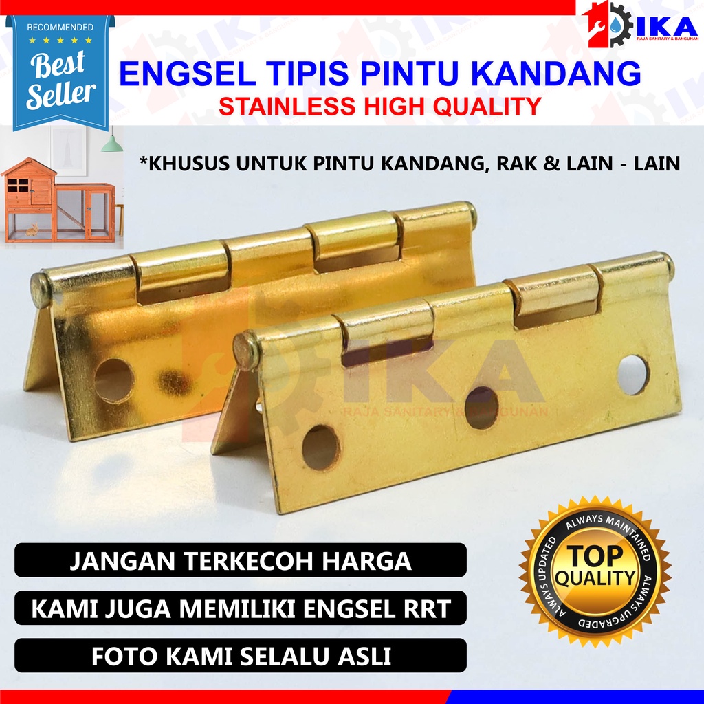 engsel stainles tahan karat 2 inch 2,5&quot; inch 3 inch tebal 0,9 mm engsel laci engsel kandang n lemari / Engsel plat tipis Gp (kuning) SN (Silver) gold plate 2 inch 2,5inch 3inch - ENGSEL KANDANG KOTAK LEMARI PETI