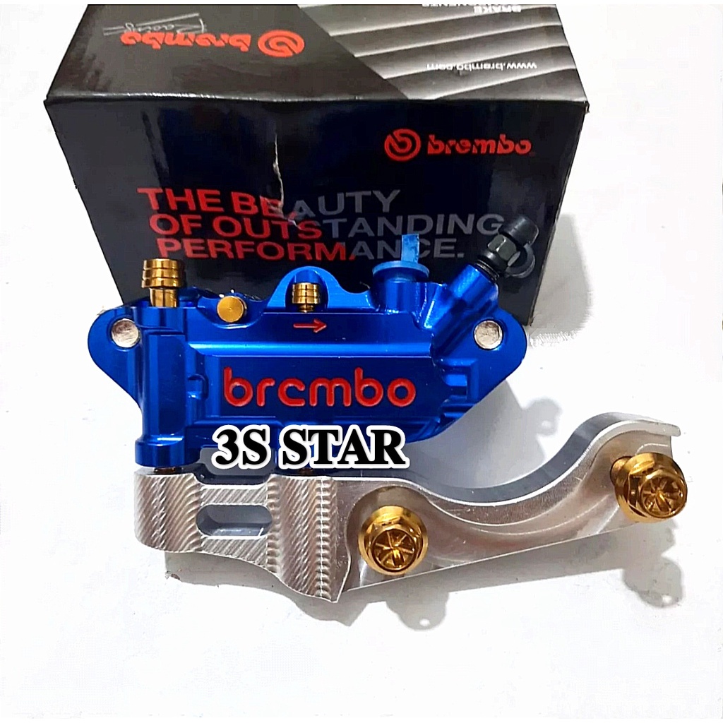 PAKET KALIPER MONOBLOK 4 PISTON + BAUT KALIPER 4PCS + BREKET KALIPER RX KING VIXION NOUVO SCORPIO ME