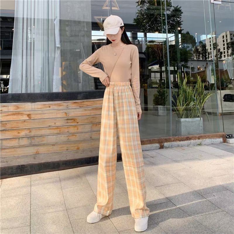 RSB CPG280 Celana Panjang Wanita Motif Kotak - kotak Casual Tartan Plaid Long Pants Korean Fashion