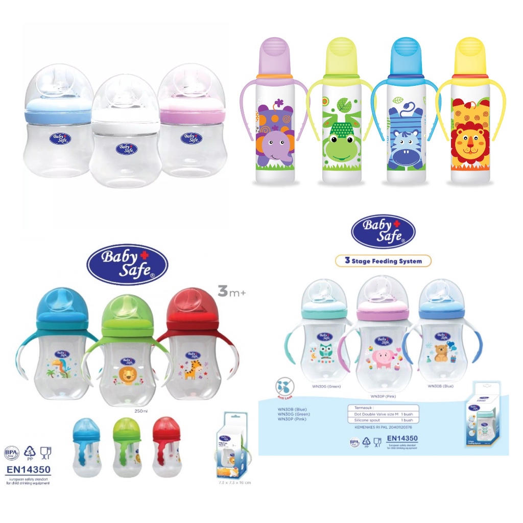 BABY SAFE BOTOL SUSU MURAH BAYI BABYSAFE 125ML 250ML JS003 / JS005 / JS004 / WN001 / WN002 / WN30 / WN06 SLIM / WIDE NECK BOTOL SUSU 3 STAGE FEEDING SYSTEM