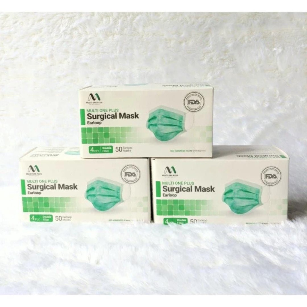 Multi One Plus 4ply Earloop Surgical Mask warna Hijau isi 50pcs