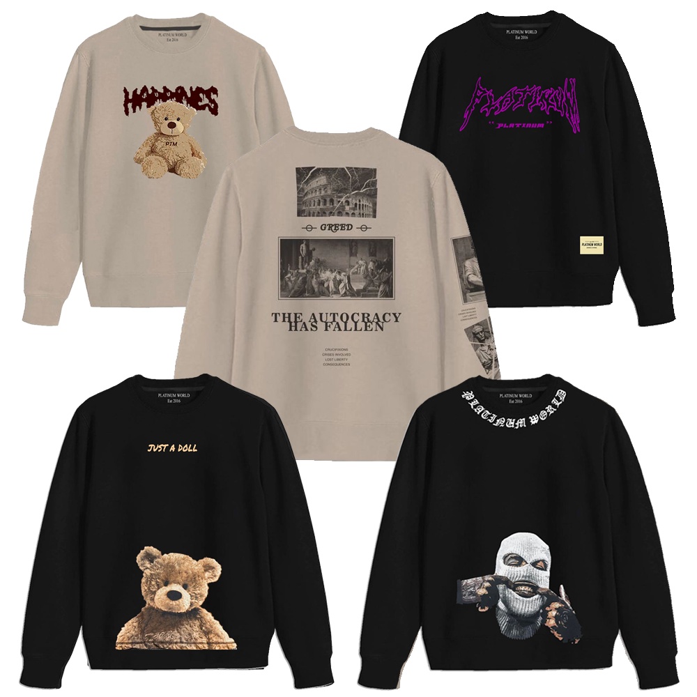 Crewneck Autocracy Cream  Full Lebel dan Hantag l Sweater North West South East South East Glock Black Russ Premium Quality