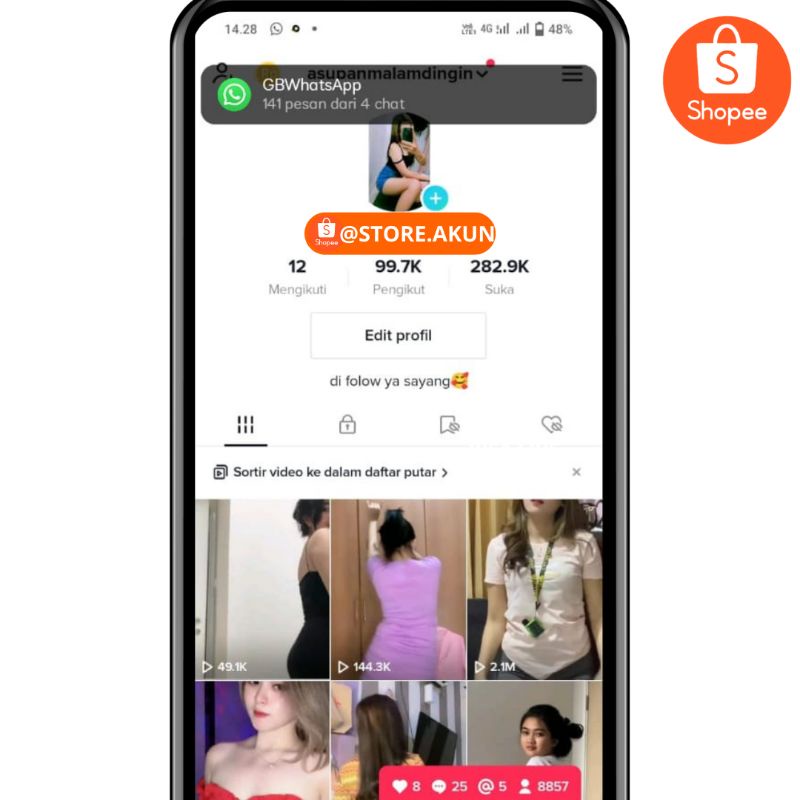 AKUN TIKTOK 99K FOLLOWERS INSIGHT TINGGI