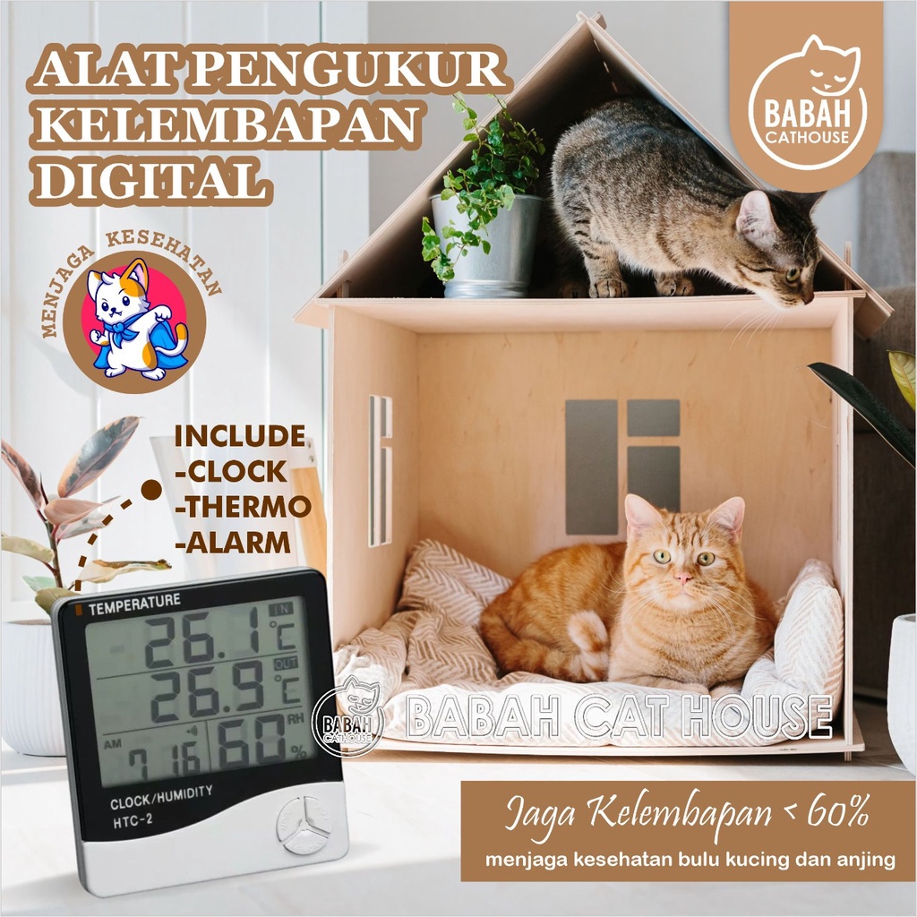 ALAT PENGUKUR DIGITAL Termometer Suhu Ruang Kelembapan Kandang kucing Htc 2 Alat Pengukur Temperatur