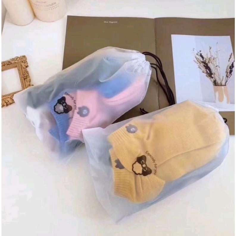 KAOS KAKI BERUANG IMPORT KOREA STYLE ISI 10 PASANG FREE POUCH