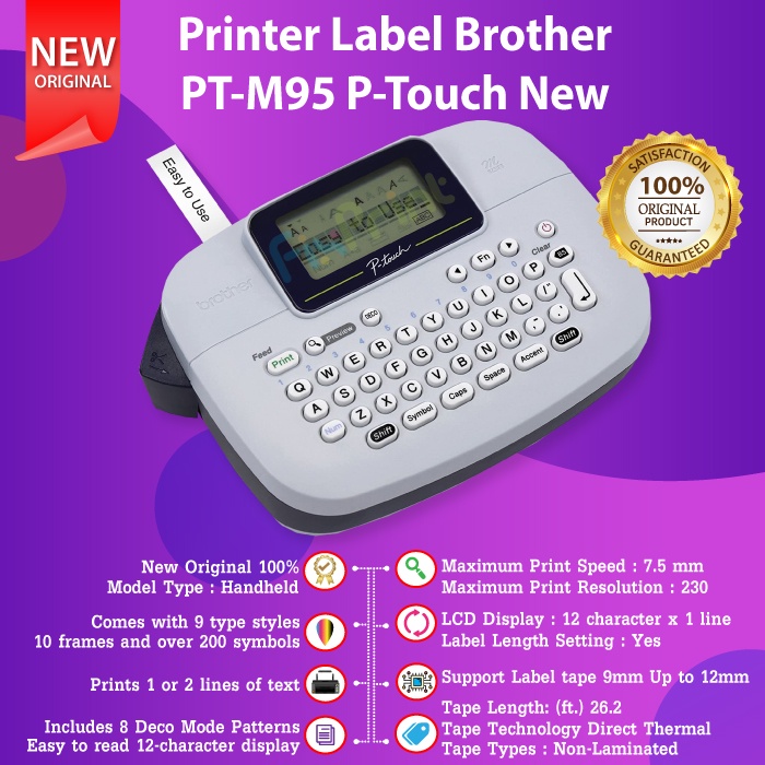 Printer Brother PT-M95 Handy Label Maker Portable P-Touch New