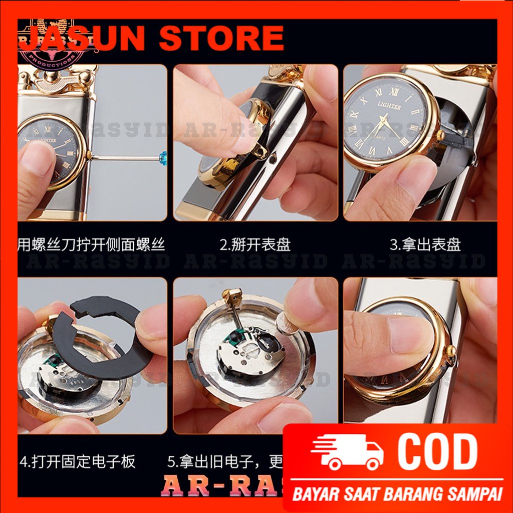 BISA COD! Korek Api Las Gas Jam Elegan Watch Rocker Lighter HF-606 1856