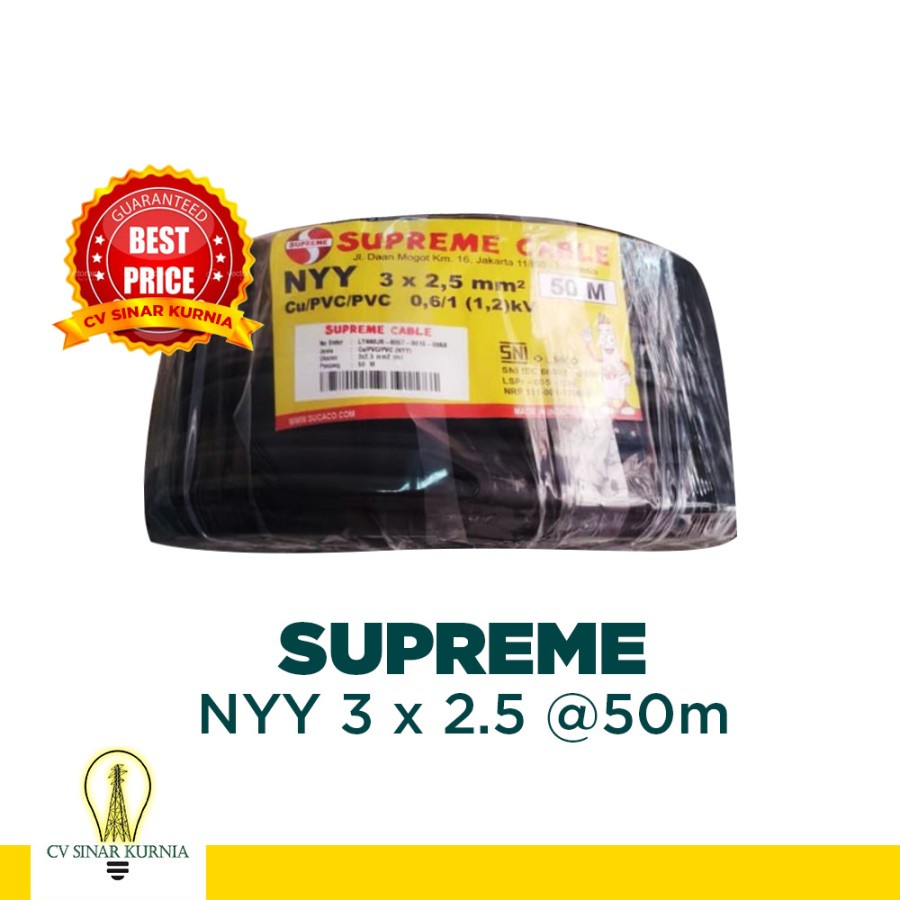 Kabel Listrik NYY 3x2.5 mm 3x2,5 SUPREME| SUPREME Kabel NYY| 50M grosir