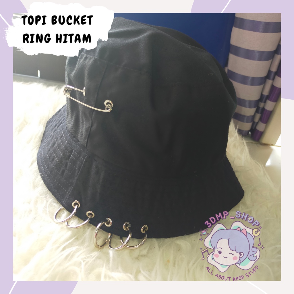 Topi bucket ring putih pink cream army navy army hijau lumut biru