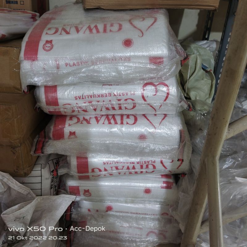 KANTONG PE BAWANG / PLASTIK SAYUR / ES BATU 15 KILO 50x75 Cm MEREK GIWANG BAHAN LLDPE