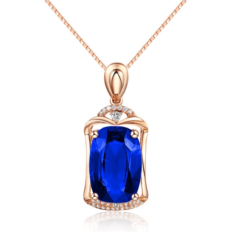 Goldkingdom Perhiasan Fashion Emas Asli Kadar 375 Bangkok Aksesoris Ready Stock 18-karat Rose Gold Tourmaline Pendant Tourmaline Red Tourmaline Ruby Kalung