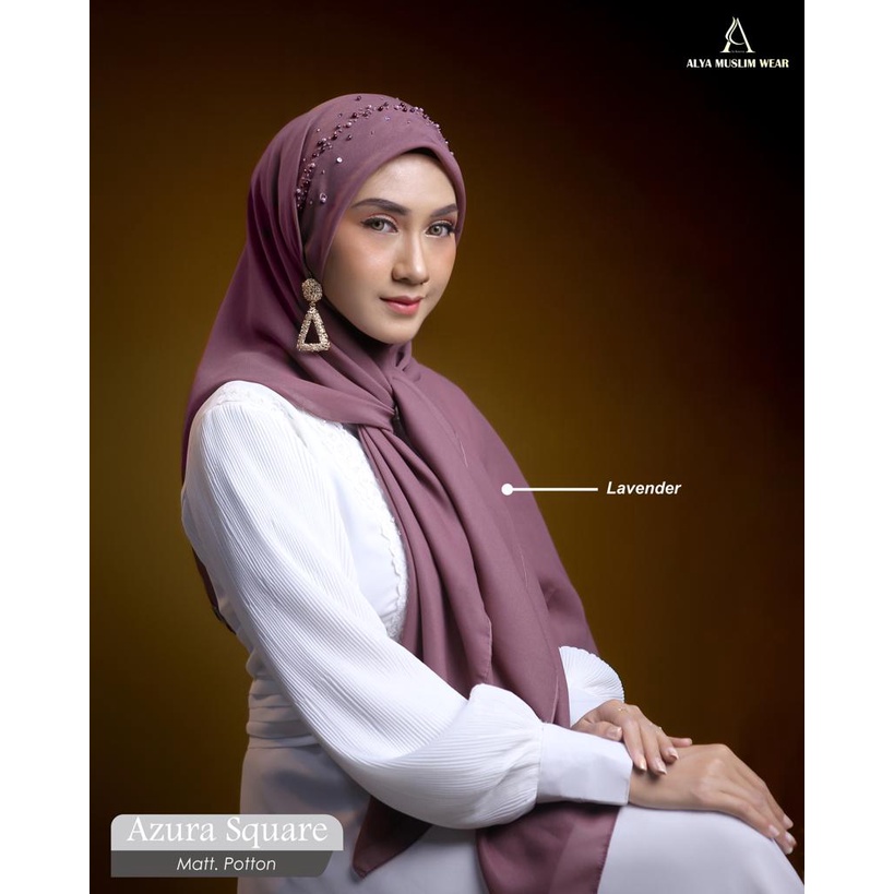Jilbab Segiempat Polos Payet Polycotton Premium Azura Square Alya Muslim Wear Hijab Branded Kerudung