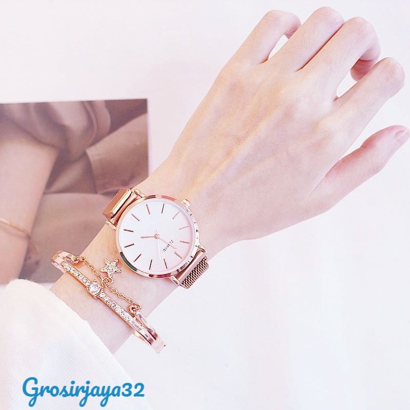 (GROSIRJAYA32) Jam Tangan Quartz Candy gradasi RATULIU rantai pasir Analog Fashion Wanita Romawi Strap Rantai Pasir Casual Analog Wanita