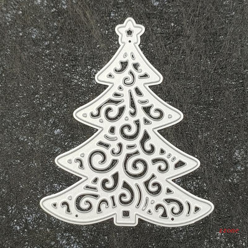 Cetakan Stensil Cutting Dies Motif Pohon Natal Bahan Metal Untuk Scrapbook Craft DIY