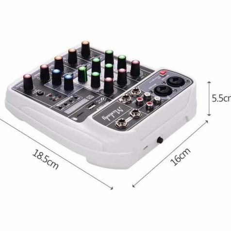 Mini Mixer Audio Console 4Channel Line Usb Mp3 Phantom Power 48V