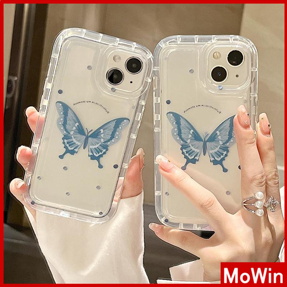 For iPhone 14 Pro Max iPhone Case Soft Case TPU Clear Case Airbag Shockproof Protection Camera Blue Butterfly Compatible For iPhone 13 Pro Max 12 Pro Max 11 Pro Max 7plus XR xs max
