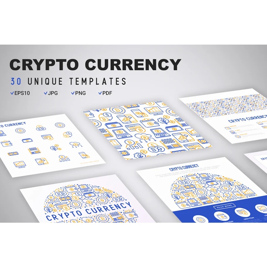 Crypto Currency Icons Set Concept