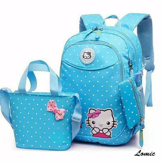 Tas Ransel Anak Perempuan Tas Sekolah Anak Gendong Karakter Kartun Hello Kitty 3in1 Set