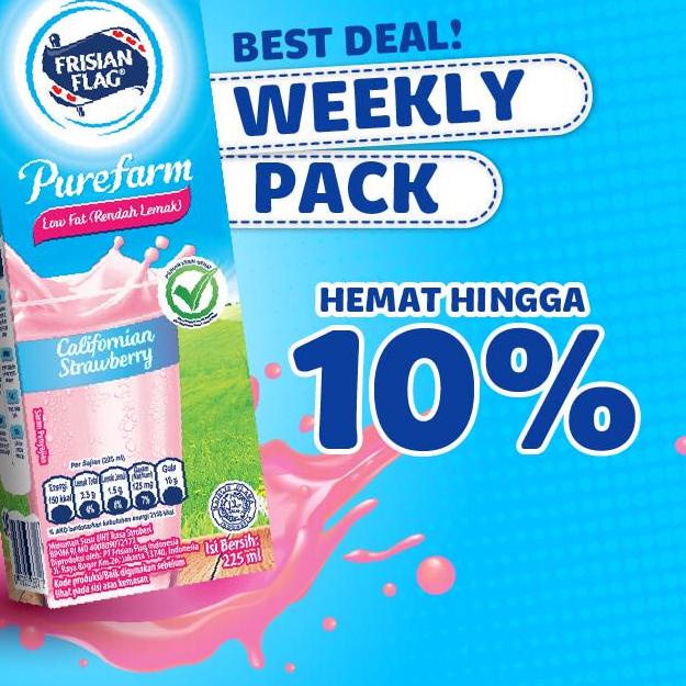 

BISA COD ✔️Frisian Flag UHT PLS Low Fat CAL Strawberry 225 ml x 6|KD5