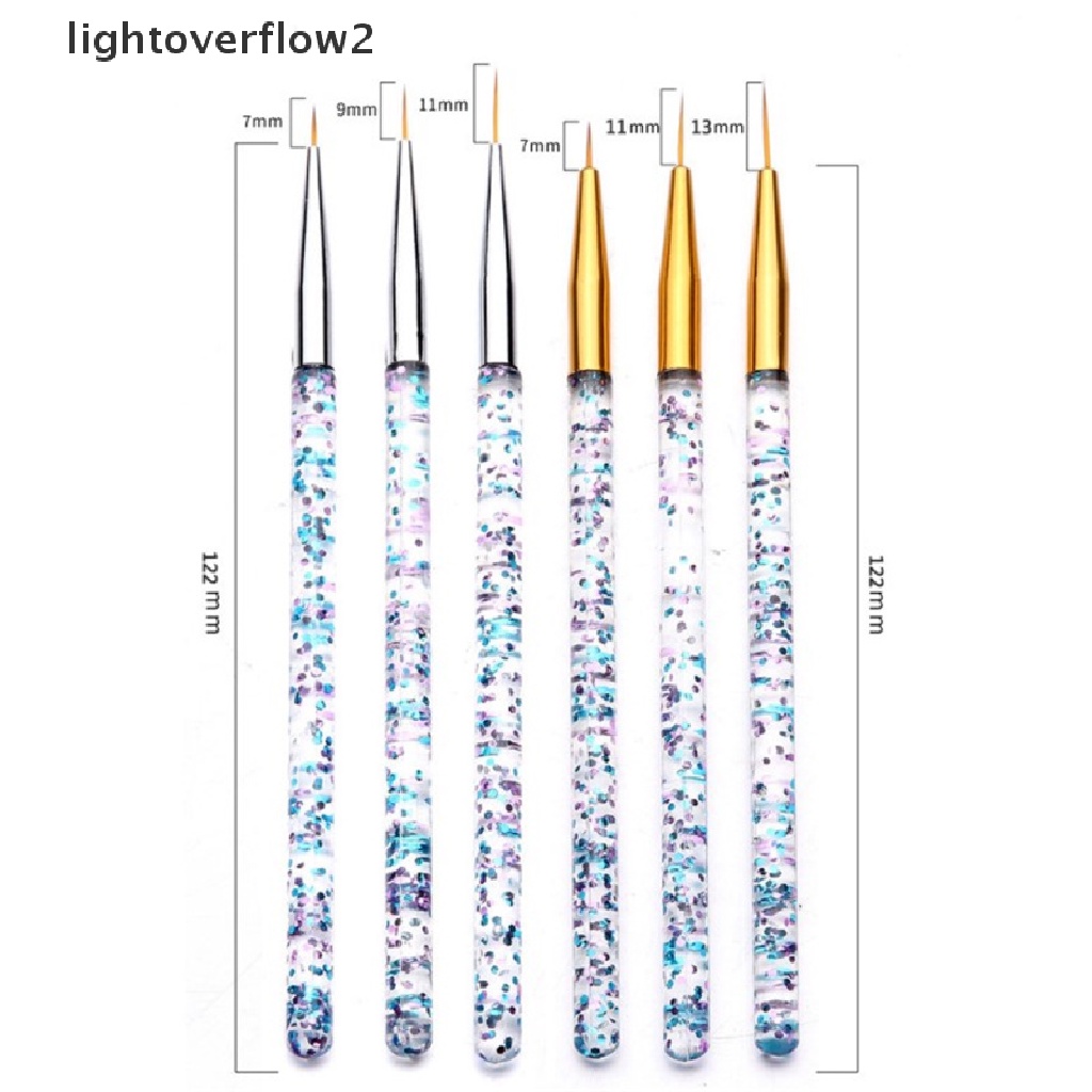 (lightoverflow2) 3pcs / Set Brush Nail Art Akrilik 3D Ultra Tipis Untuk Manicure (ID)