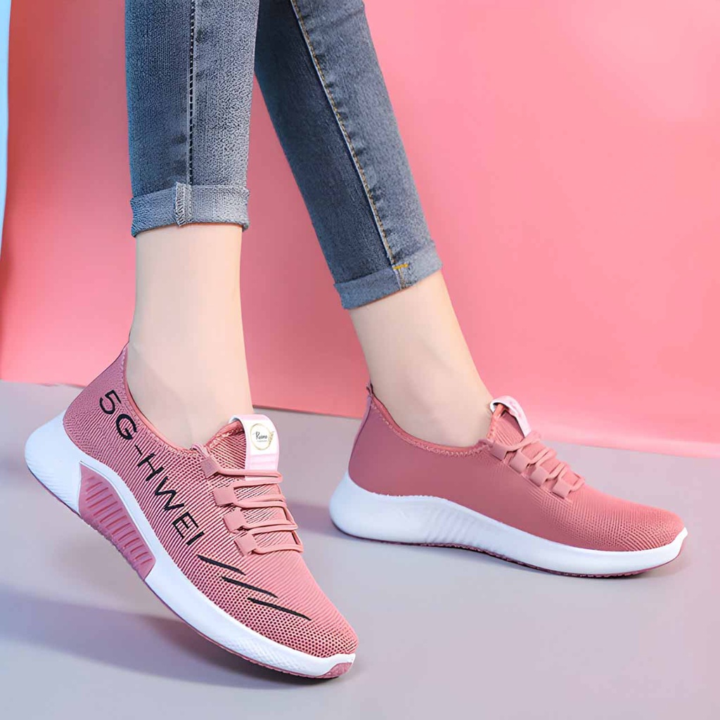 Sneakers Casual Sport Running Fashion Wanita Terbaru Design Bertekstur 8062