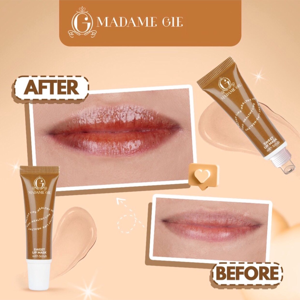 Madame Gie Sweet Lip Mask | Masker scrub pencerah bibir watermelon / matcha / coffee