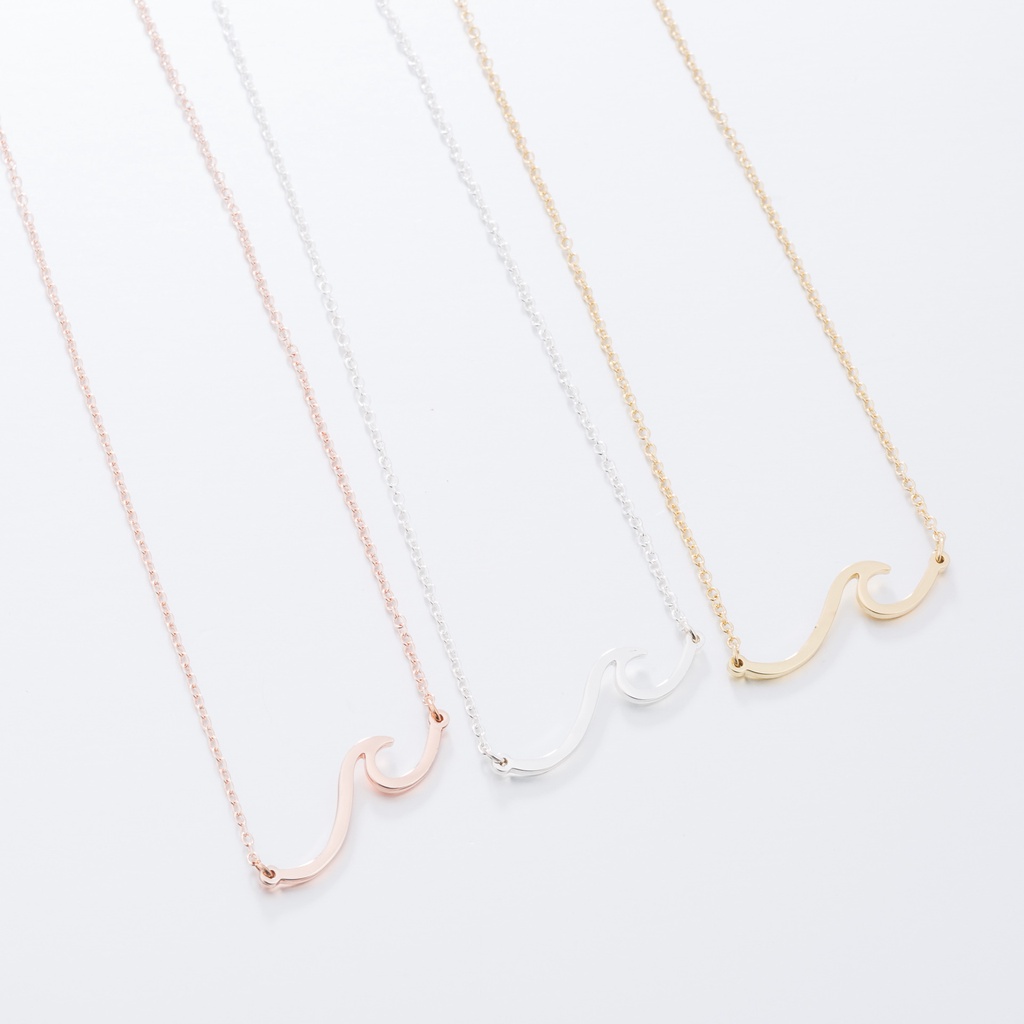 Kalung Liontin Gelombang Bahan stainless steel Untuk Wanita