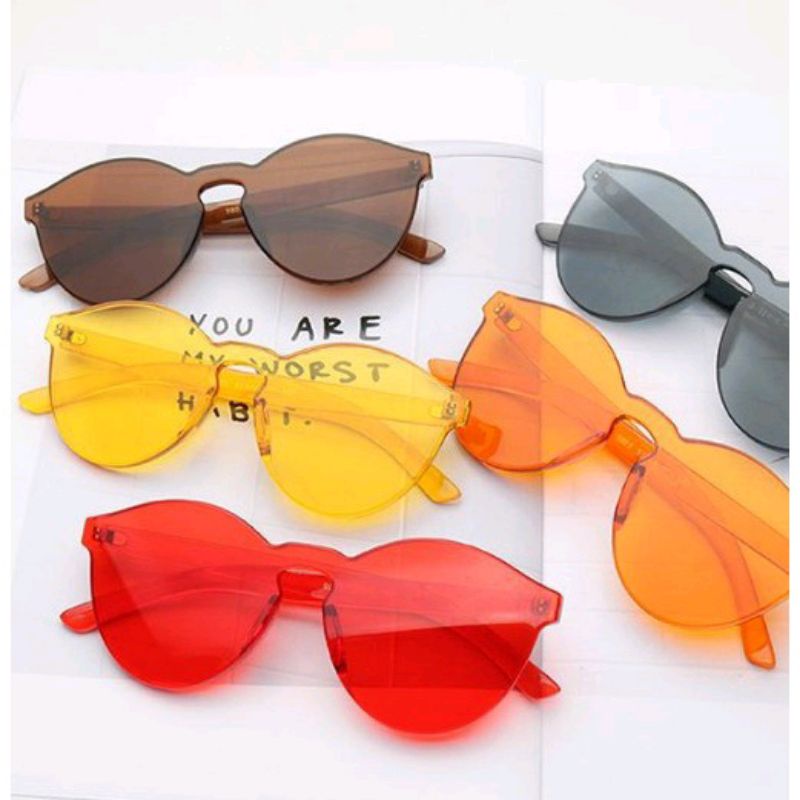 Kacamata Hitam Transparan Fashion Pria / Wanita Jelly Transparan Simple Korean