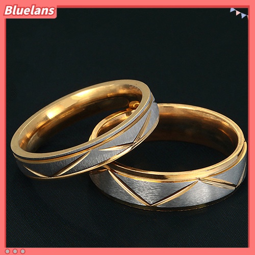 Bluelans Women Men Stainless Steel Couple Ring Wedding Band Promise Engagement Jewelry