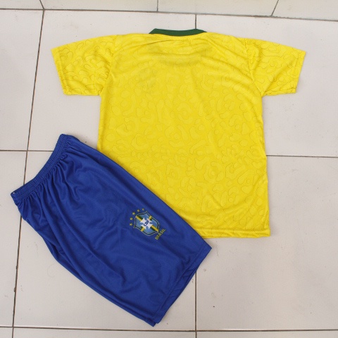 Setelan jersey bola anak brazil/baju bola anak brazil printing 5-12 th
