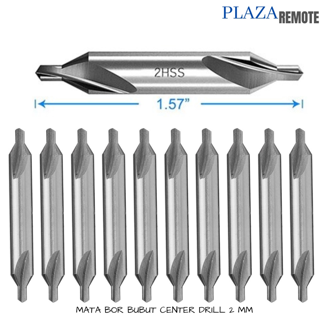 MATA BOR BUBUT HSS CENTER DRILL BIT 60 DERAJAT SET COUNTERSINK PENANDA LOGAM 2MM