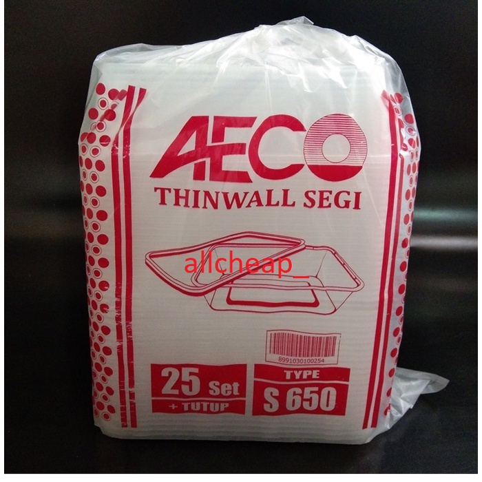 THINWALL SEGI WADAH MAKAN TEMPAT BOX MAKAN MICROWAVE AECO S650 25PCS